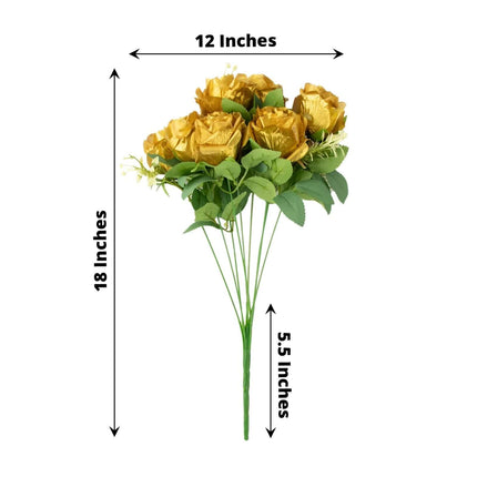 AliKopy 18" Real Touch Gold Artificial Rose Bouquet - Silk Long Stem,