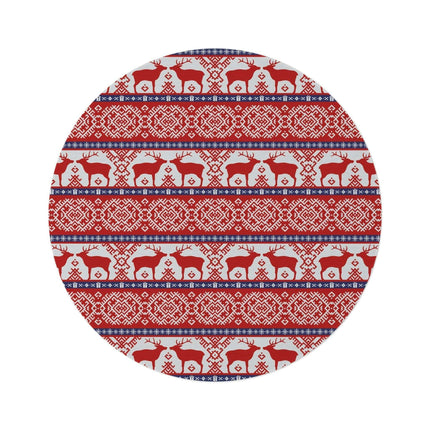 Festive Chenille Round Area Rug - Luxurious Polyester Winter Home Accent