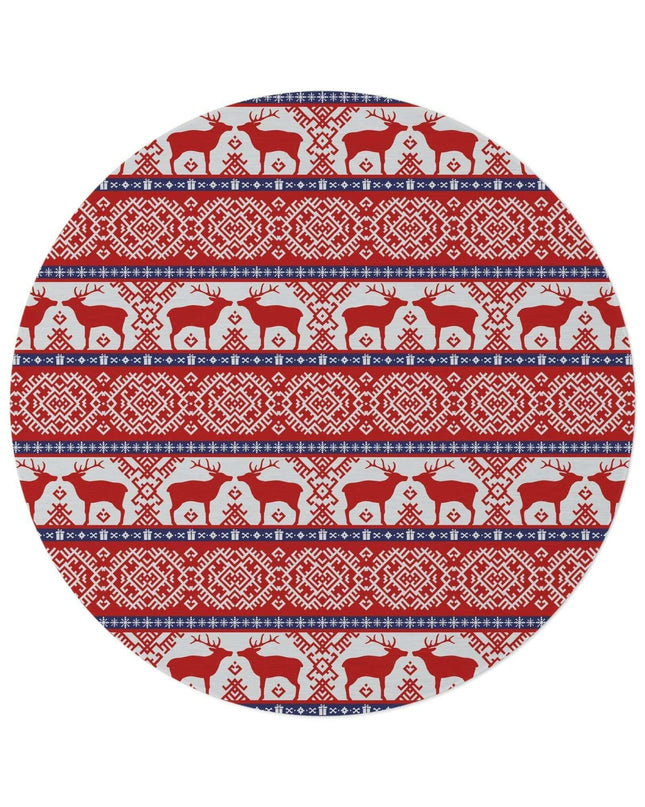 Festive Chenille Round Area Rug - Luxurious Polyester Winter Home Accent