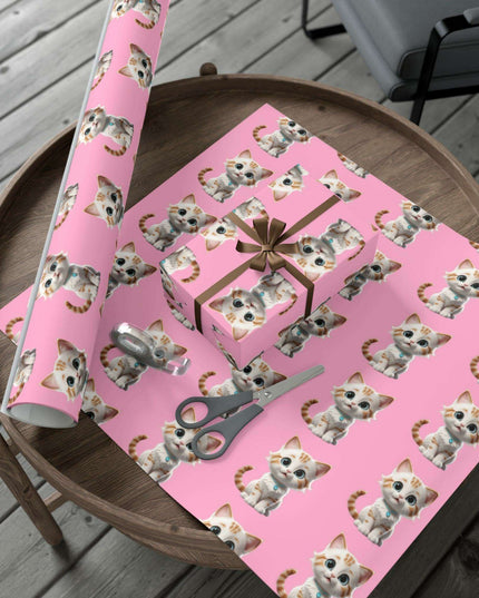 Sustainable Chic Cat-Themed Holiday Gift Wrap Set - Elegant Matte & Satin Choices