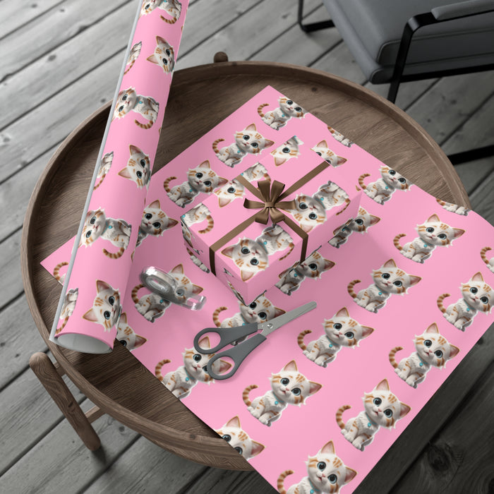 Meow Cat Merry Christmas Gift Wrap Set - Premium USA-Made Eco-Friendly Paper with Matte & Satin Finishes