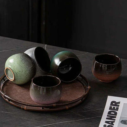 180ml Rustic Japanese Pottery Espresso Cup - Unique Frosted Design for Tea and Coffee Enjoyment - Très Elite