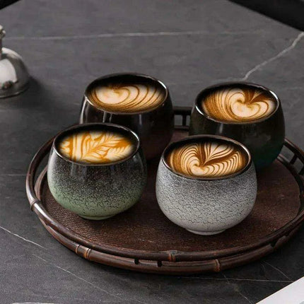 180ml Rustic Japanese Pottery Espresso Cup - Unique Frosted Design for Tea and Coffee Enjoyment - Très Elite