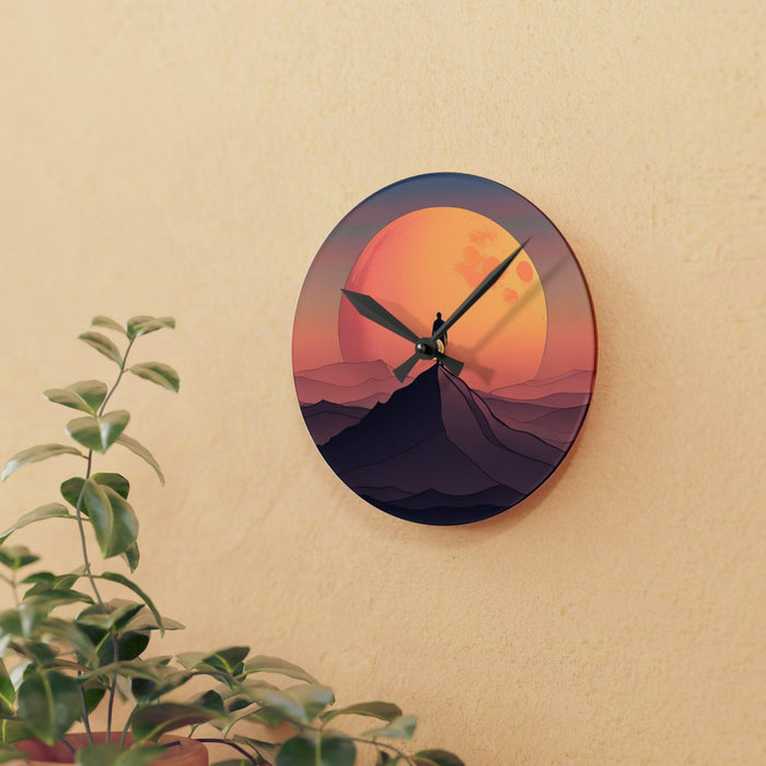 Colorful Mountain Landscape Acrylic Wall Clocks - Vibrant Prints, Easy Installation | Multiple Sizes, Round & Square Shapes