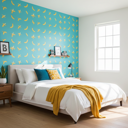 Self Adhesive Wallpaper PVC Cartoon Series Pastoral 45 Banana Stars Moon 10m