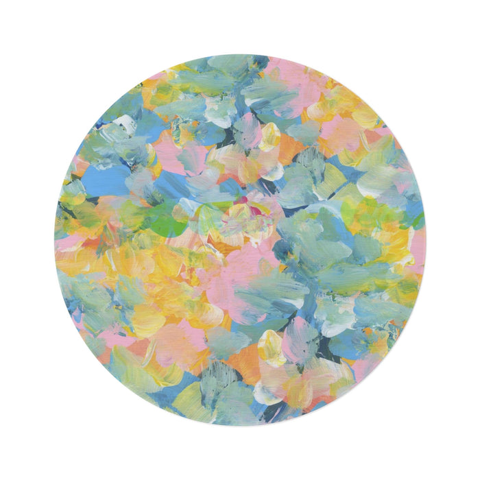 Vibrant Watercolor Chenille Round Rug - 60x60 Inch by Maison d'Elite
