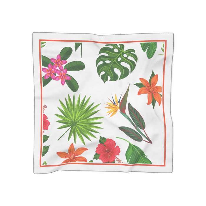 Tropical Floral Sheer Scarf Made from High-Quality Poly Voile and Chiffon