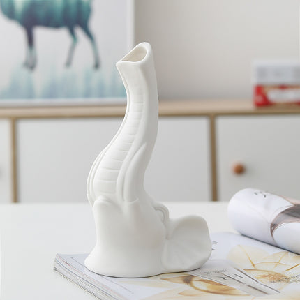 White Ceramic Animal Vases Set Giraffe Rabbit Cat Elephant Home Decor