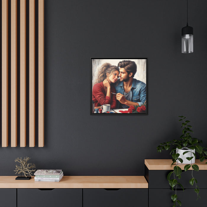 Elegant Couple Valentine Matte Canvas Print - Sustainable Pinewood Frame