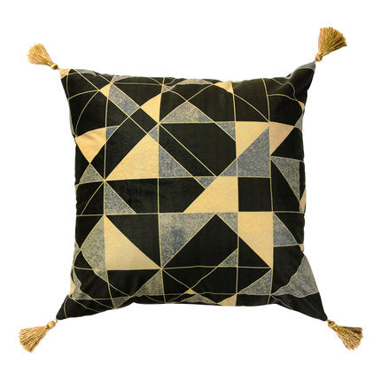Rainforest Geometric Print Velvet Cushion Cover