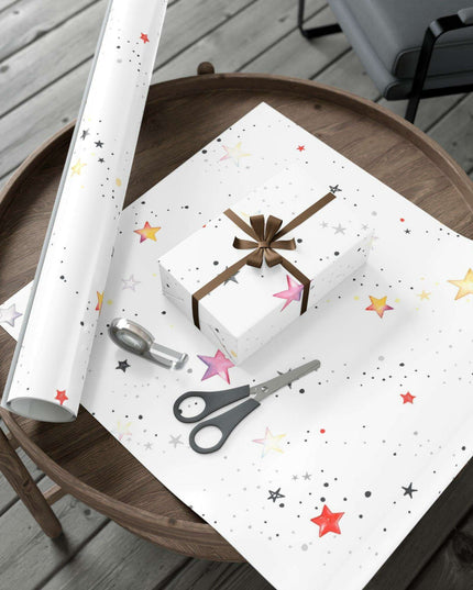 Personalized Luxe Pink Star Holiday Wrapping Paper - Eco-Friendly Premium Quality