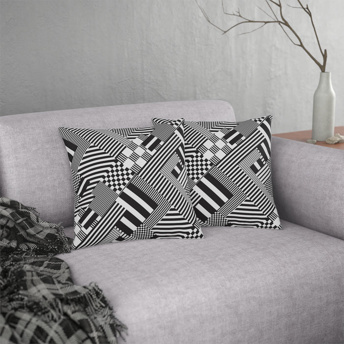 Waterproof Outdoor Floral Pillows with Geometric Pattern