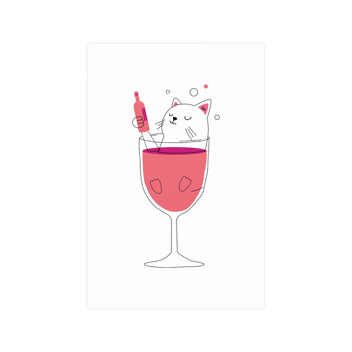 Chic Cat Wine Matte Posters for Elevated Home Decor