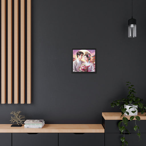 Elegant Love Duo Matte Canvas Artwork with Black Pinewood Frame