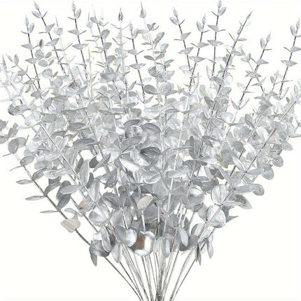 Elegant Golden Eucalyptus Stem Bundle - 15 Pieces for Festive Home Decor