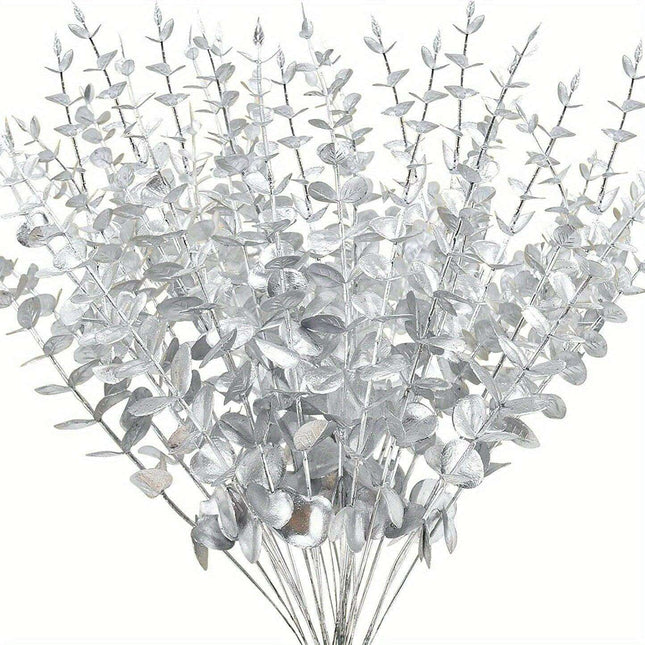 Elegant Golden Eucalyptus Stem Bundle - 15 Pieces for Festive Home Decor