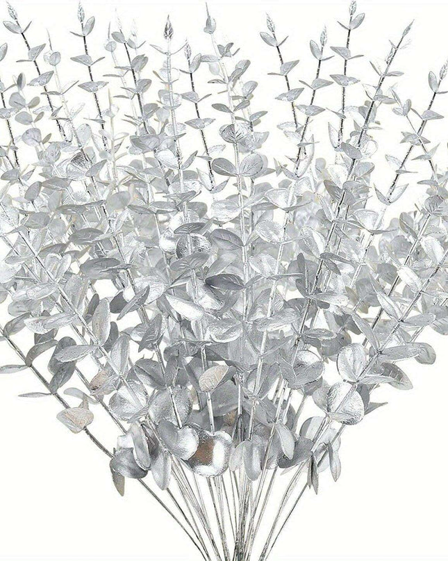 Elegant Golden Eucalyptus Stem Bundle - 15 Pieces for Festive Home Decor