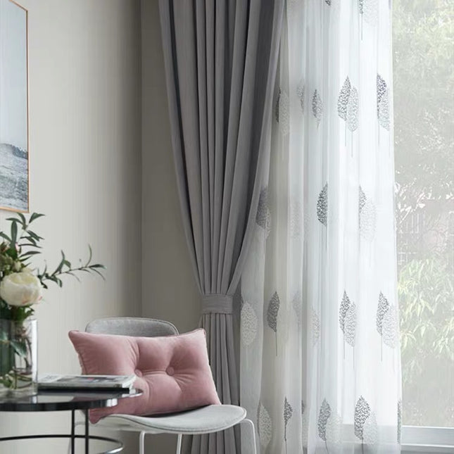Peekaboo Studio Modern Simple Embroidered Curtain - Light Filtering De