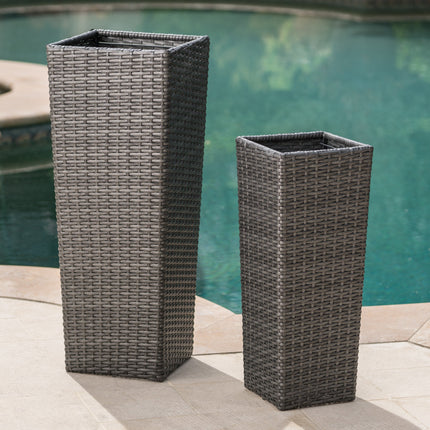 Room & Decor Grey Rattan Flower Pot - Durable & Stylish Design