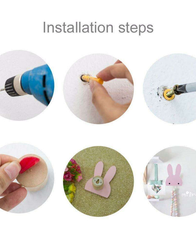 Charming Nordic Wall Hooks for Kids - Cute Rabbit, Cactus, Bow, and Ice Cream Designs