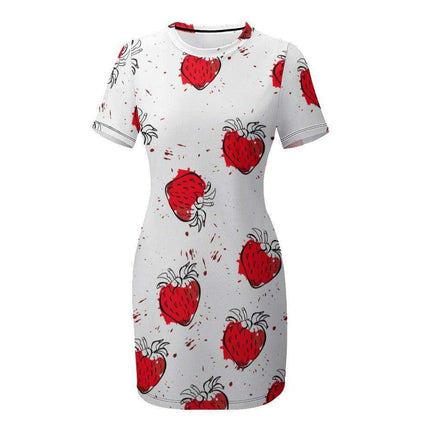 Chic White Short Sleeve Crew Neck Dress - A Must-Have for Every Wardrobe