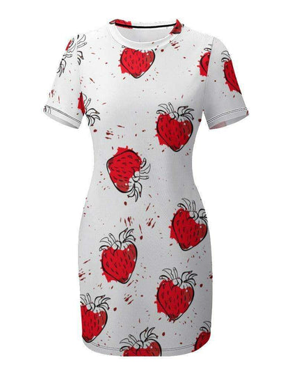 Chic White Short Sleeve Crew Neck Dress - A Must-Have for Every Wardrobe