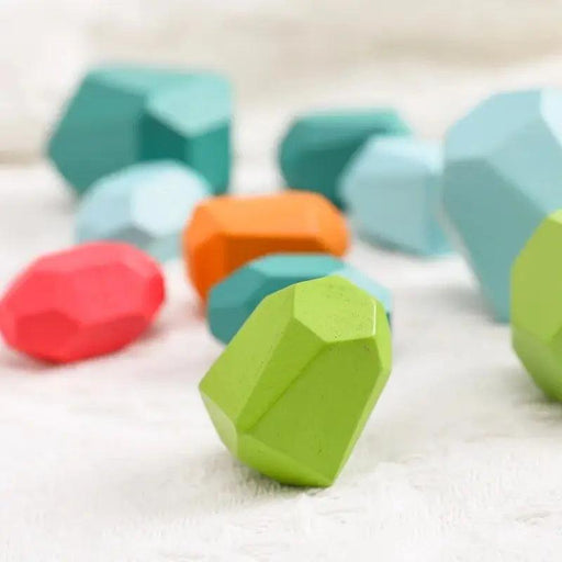 Rainbow Colored Wood Blocks for Building and Learning