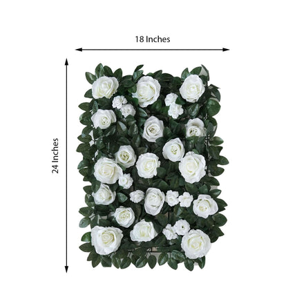 AliKopy 3 Sq Ft Easy-Install White Silk Rose Wall Panel Backdrop
