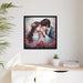 Elegant Love Couple Matte Canvas Art Print Set in Black Pinewood Frame