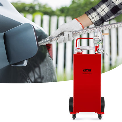35 Gallon Fuel Caddy with Manual Pump & Wheels - Red