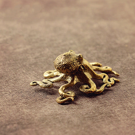 Peekaboo Studio Brass Octopus Ornament - Unique Tea Pet for Tabletop D