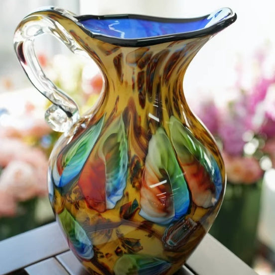 Leopard Print Glass Vase Ornament Handmade In Florence Neo Chinese Style