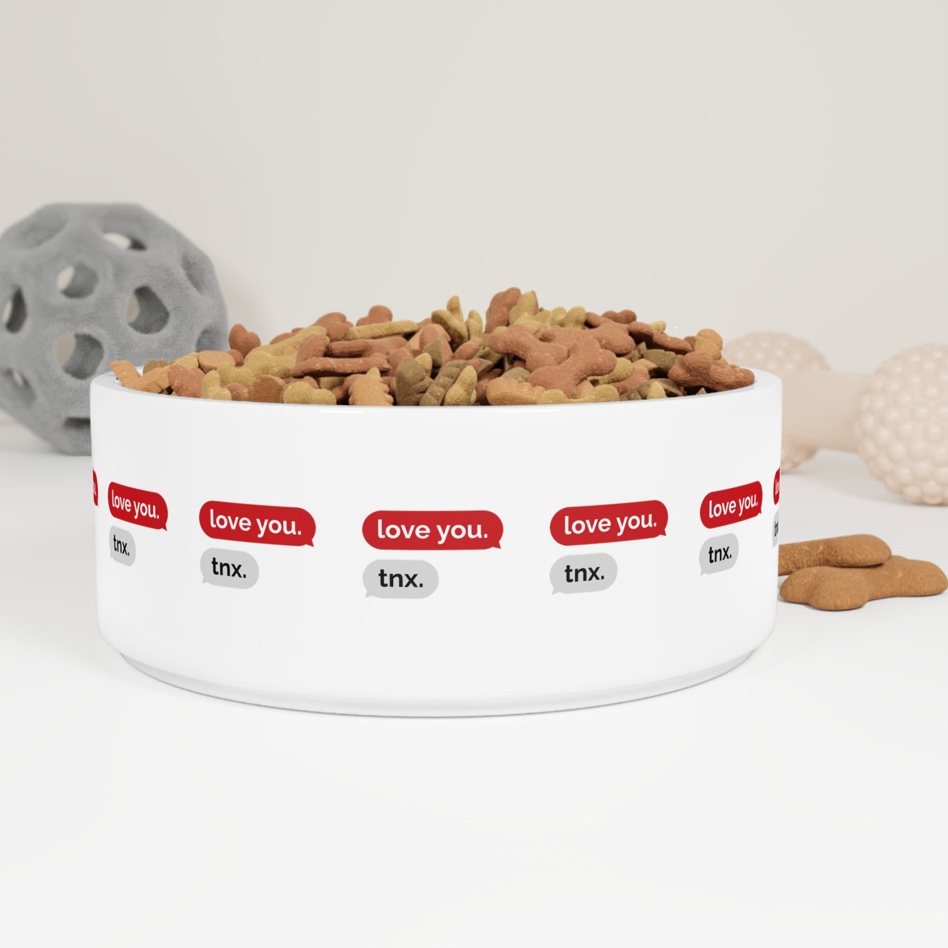 Customizable Pawsome Valentine Ceramic Pet Bowl with Charming Print Design