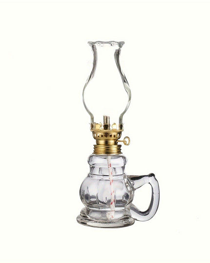 Vintage Adjustable Glass Oil Lamp - Elegant Handheld Lighting for Home, Festivals, and Emergencies