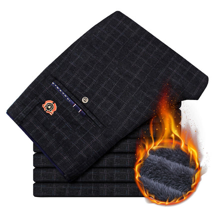 Plush check track pants