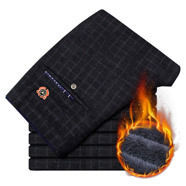 Plush check track pants