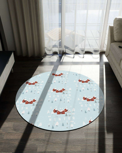 Luxurious Chenille Winter Wonderland Round Rug - 60" Elegant Centerpiece
