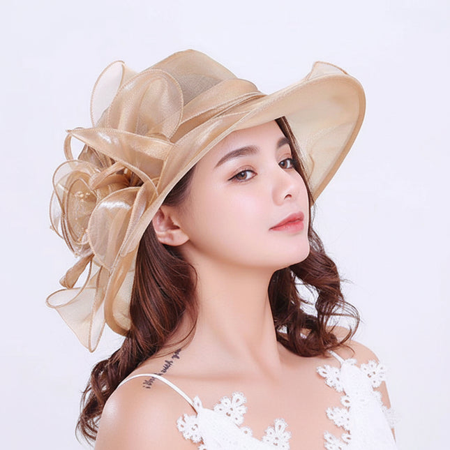 Peekaboo Studio Fashion Gauze Flower Hat with Elegant Bridal Design
