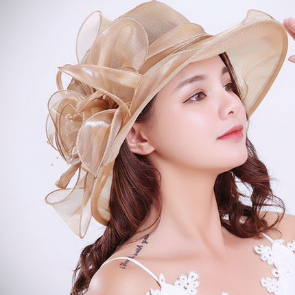Peekaboo Studio Fashion Gauze Flower Hat with Elegant Bridal Design