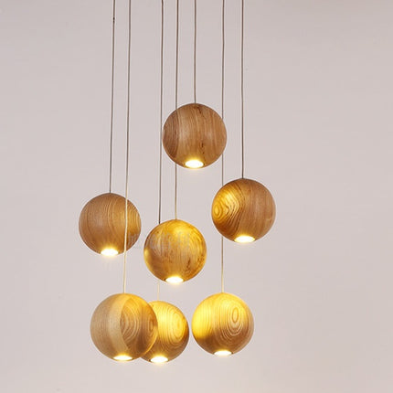 Nordic wood solid wood ball chandelier creative personality living roo