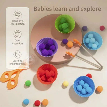 Rainbow Woodland Montessori Educational Toy - Wood & Wool Learning Board