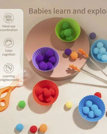 Rainbow Woodland Montessori Educational Toy - Wood & Wool Learning Board