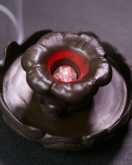 Enchanting Dragon LED Backflow Incense Fountain - Majestic Purple Sand with Protective Shield