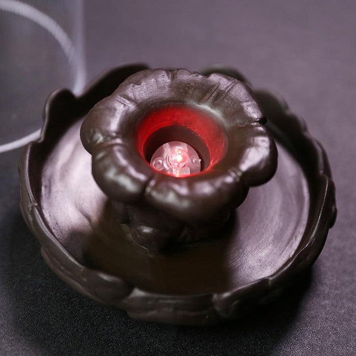 Enchanting Dragon LED Backflow Incense Fountain - Majestic Purple Sand with Protective Shield