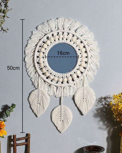 Bohemian Bliss: Artisan Cotton Tapestry with Wooden Bead Accents