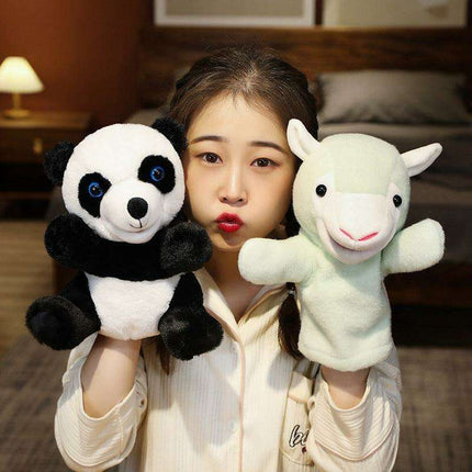 Enchanting Animal Hand Puppet Set - Panda, Bunny, Donkey & Sheep - 25cm Tall