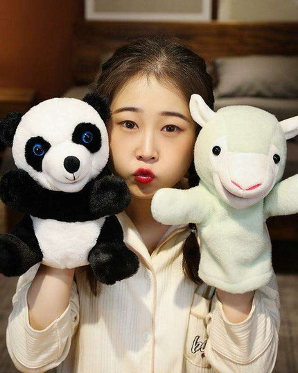 Enchanting Animal Hand Puppet Set - Panda, Bunny, Donkey & Sheep - 25cm Tall