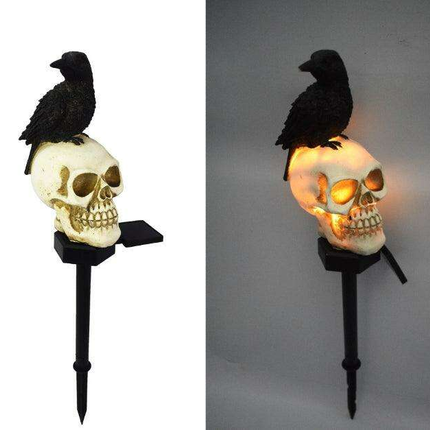 Ethereal Solar Skull Crow Lights for Enchanting Halloween Gardens
