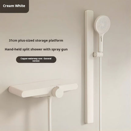 AliKopy Vintage White Shower Set, Adjustable Riser Rail, Dual Function