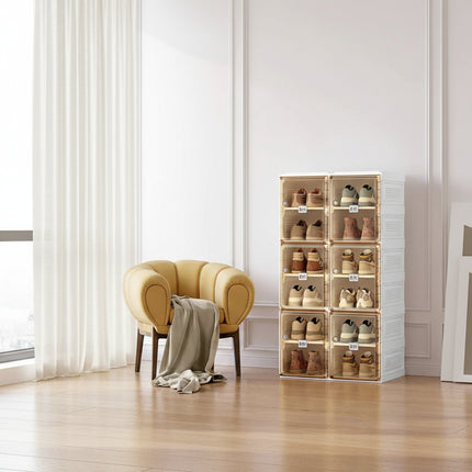 Stackable 8-Tier Shoe Rack Organizer, Holds 32 Pairs, Clear Do